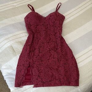 Revamped XS Burgundy Lace Mini Dress